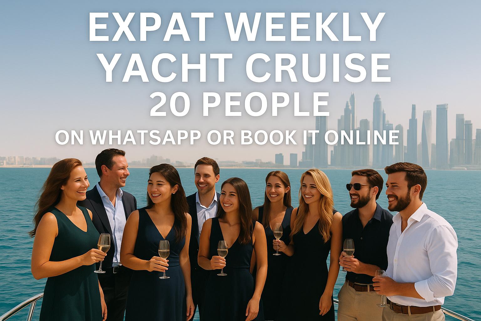Weekly Dubai yacht cruise for 20 expats with drinks and networking