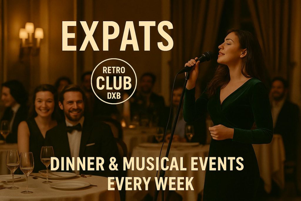 Singer performing at an elegant expats dinner
